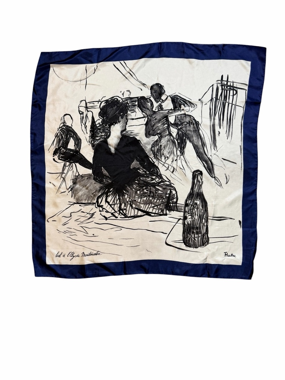 ⁠Vintage Canova Silk Scarf Toulouse Lautrec Bal à l'Élysée Montmartre